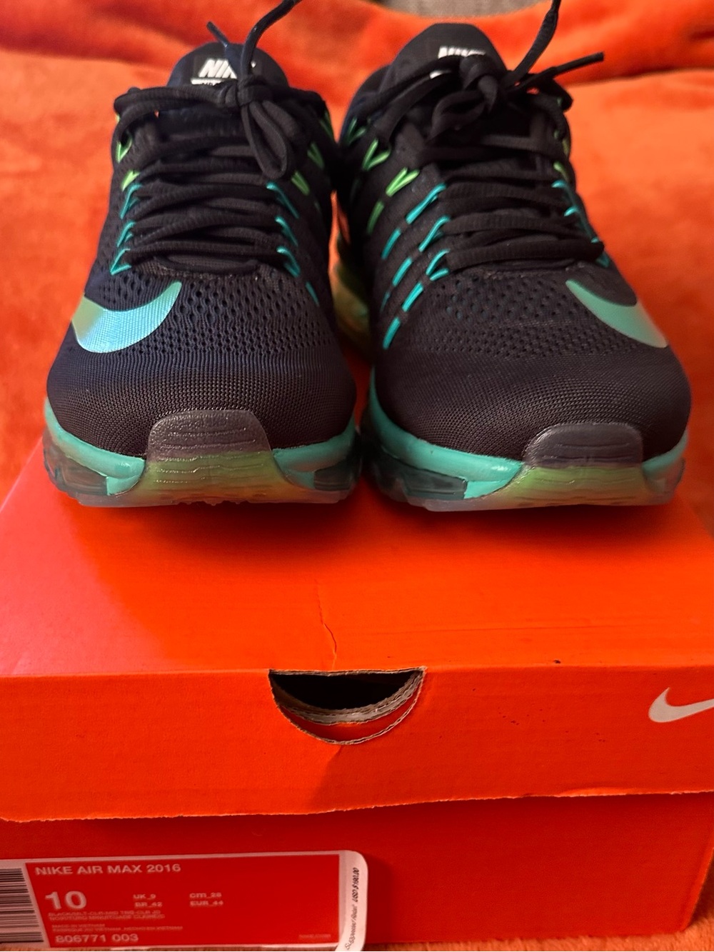 Nike Black and Teal Air Max Running Shoes